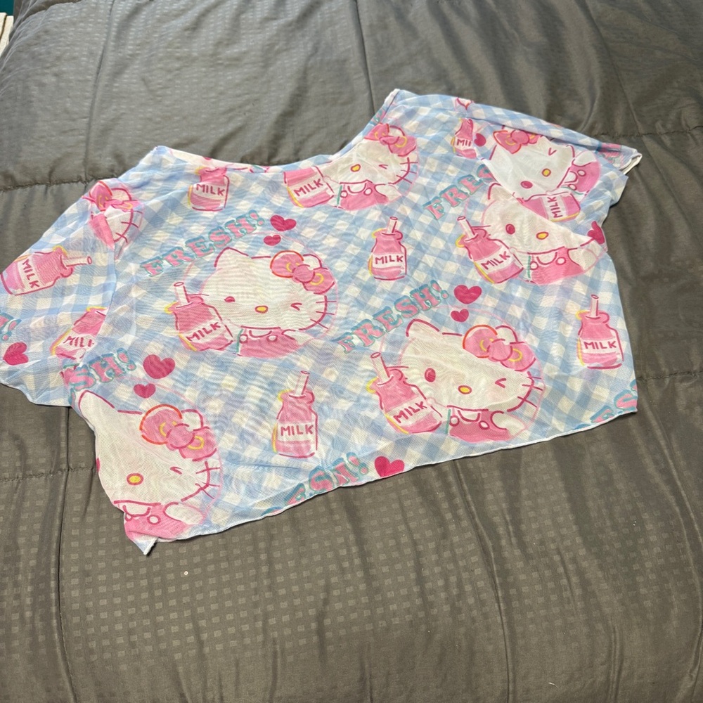 Hello Kitty X SHEIN Mesh Crop Top Swim Cover Size 4x Roughly Us Size 2x